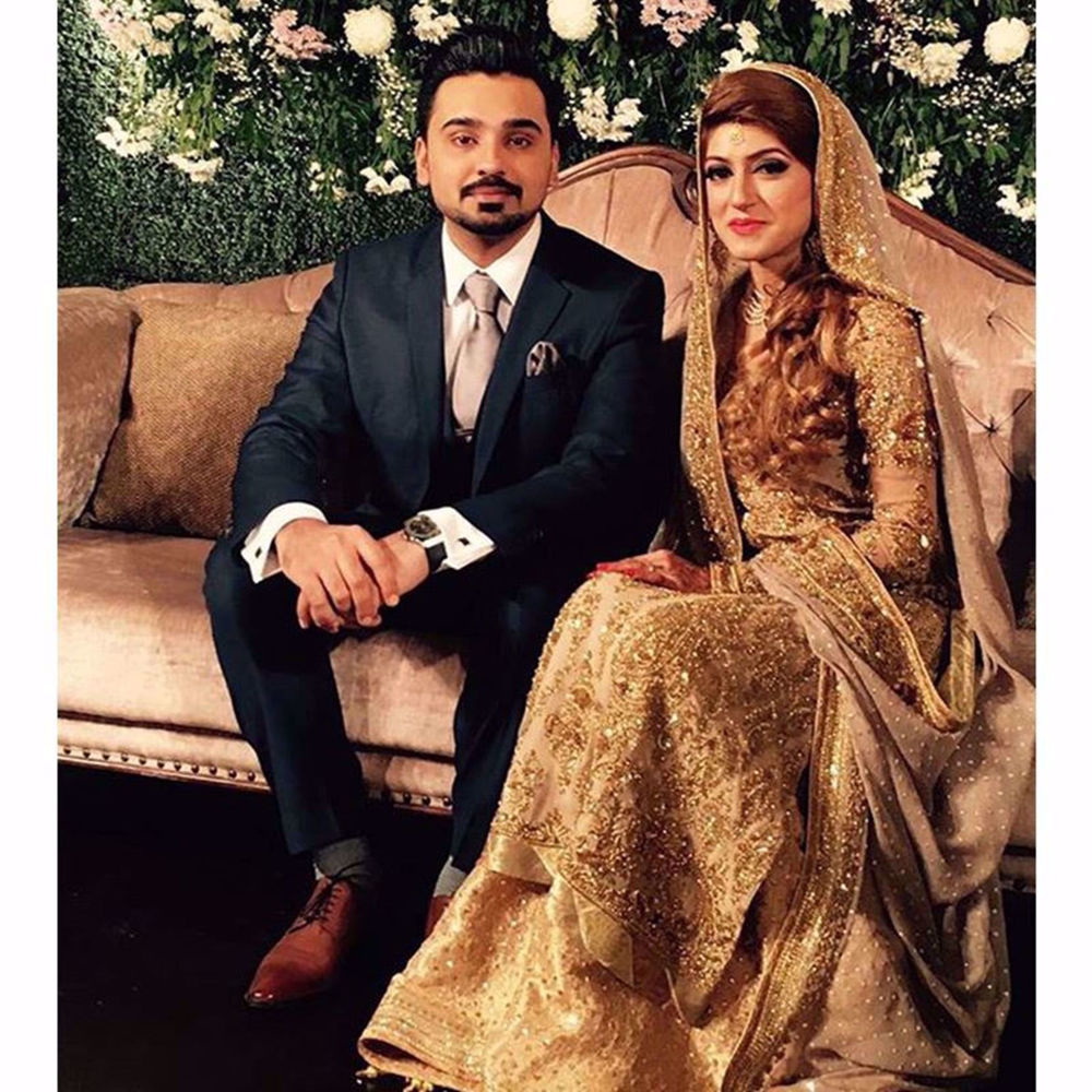 Picture of AYESHA KASHMIRI LOOKS ABSOLUTELY BEAUTIFUL IN A CUSTOM GOLD HANDCRAFTED NOMI ANSARI BRIDAL
