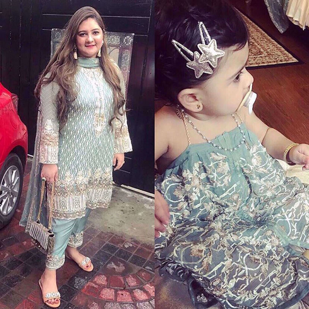 Picture of MARYAM IMRAN AND DAUGHTER IN A MINT GREEN ENSEMBLE BY NOMI ANSARI