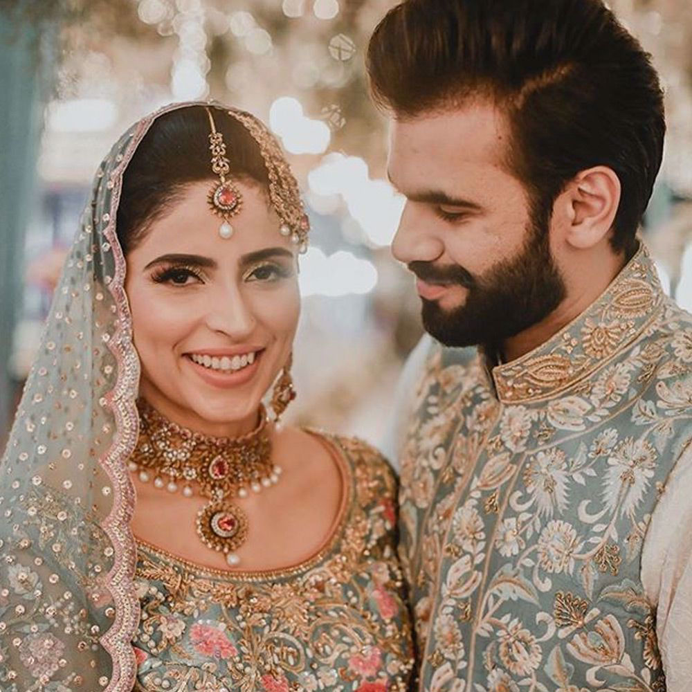Picture of Shehwar and #Taha spotted wearing #nomiansari on their Big day